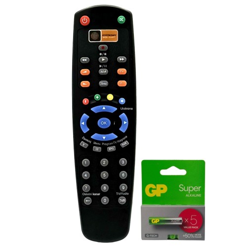 Oryginalny pilot Cyfrowego Polsatu do dekodera Hd-5000 Hd-2000 Mini + zestaw 5szt baterii GP